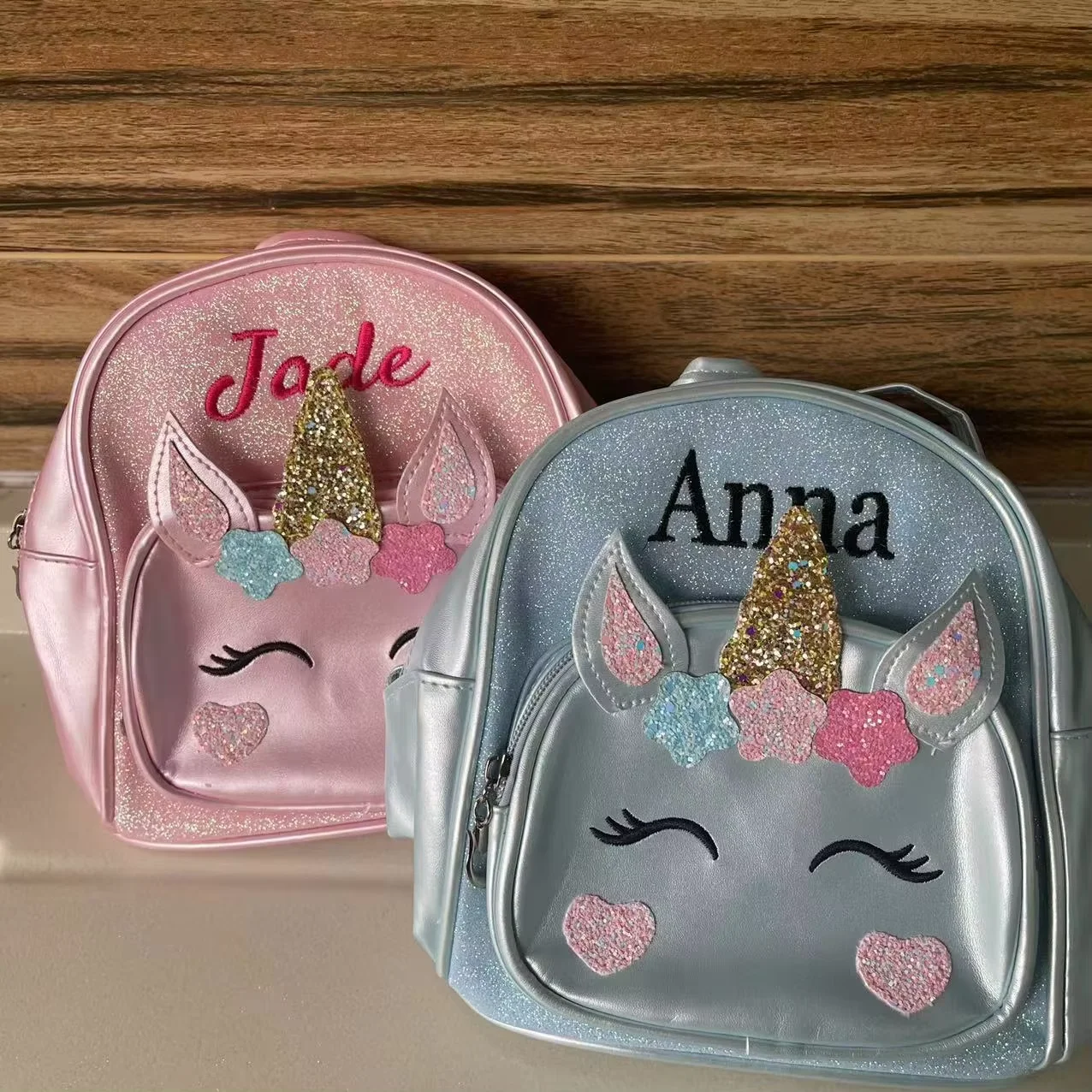 

Pink Unicorn Cartoon Backpack Custom Embroidered Name Toddler School Bags Personalized Kindergarten Girl Boy Snack Backpacks