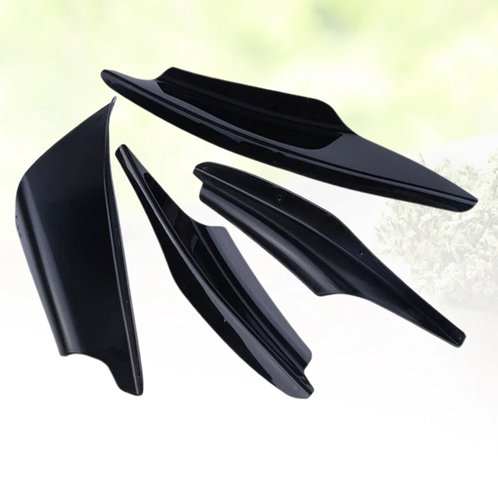 

4Pcs Car Rear Lip Wrap Angle Splitters Black Universal Fit Aggressive Racing Bumper Cover Car Bumper Cover