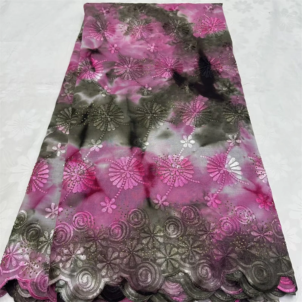 Tessuto di pizzo 100% cotone - Pizzo africano e voile svizzero ricamato stile tie-dye per matrimoni, abiti da festa - Elegante e resistente