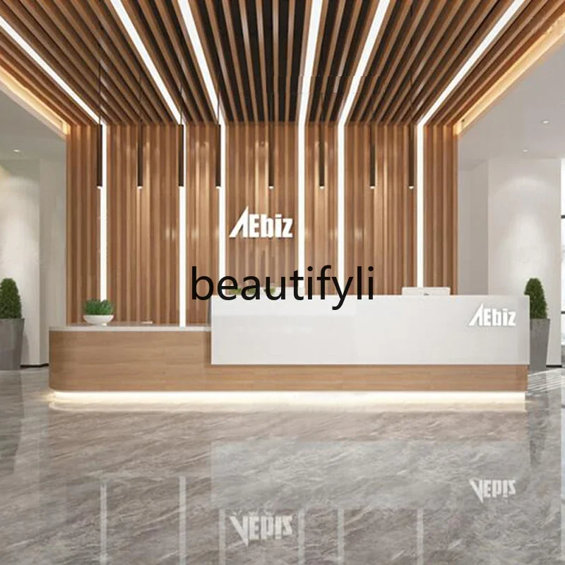 ZzqCompany رسمت مكتب الاستقبال مكتب الاستقبال بسيط الحديثة صالون تجميل فندق أمين الصندوق مكتب مخصص الزاوية منصة مشروبات