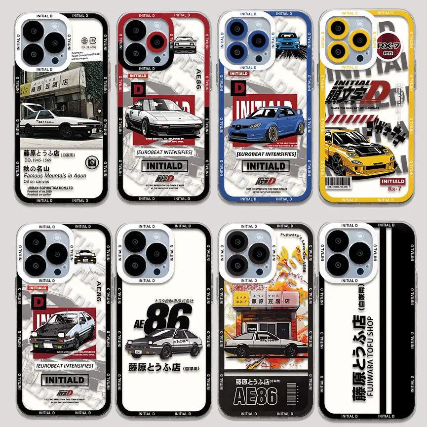 Anime Initial D AE86 Phone Case For iPhone 15 14 13 12 11 Mini Pro Max X XR XSMax 6S 6 7 8 Plus SE20 Transparent Cover