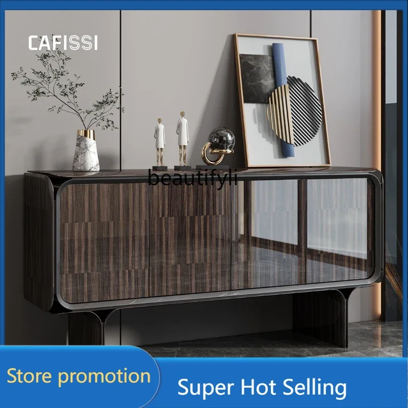 

G53 Итальянский светлый роскошный обеденный боковой шкаф, простой роскошный дверной шкаф, винный шкаф, деревянное зерно, хранение красок для выпечки