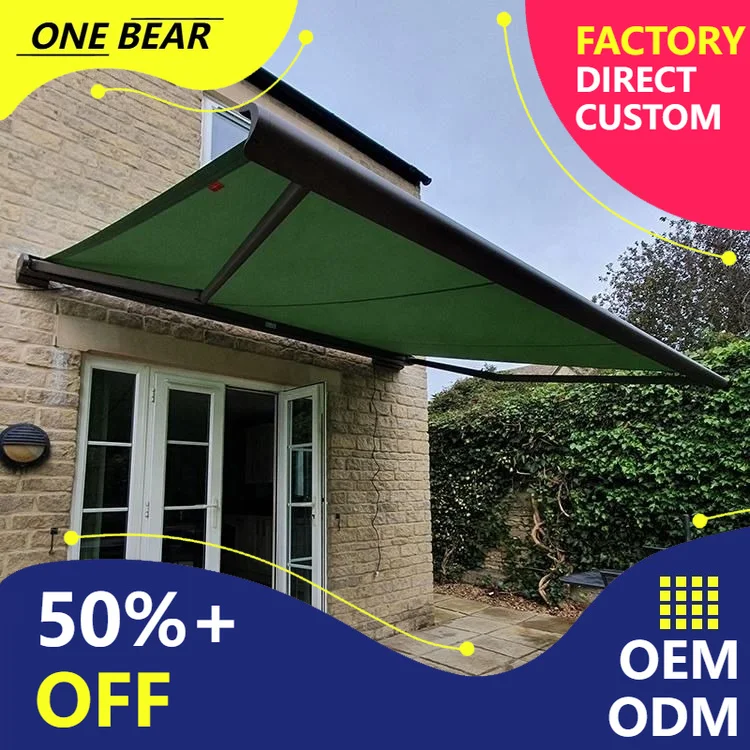 Any Size Custom Aluminum Hand Crank Retractable Awning Easy Clean Waterproof UV Resistant Garden Patio Balcony Outdoor Durable