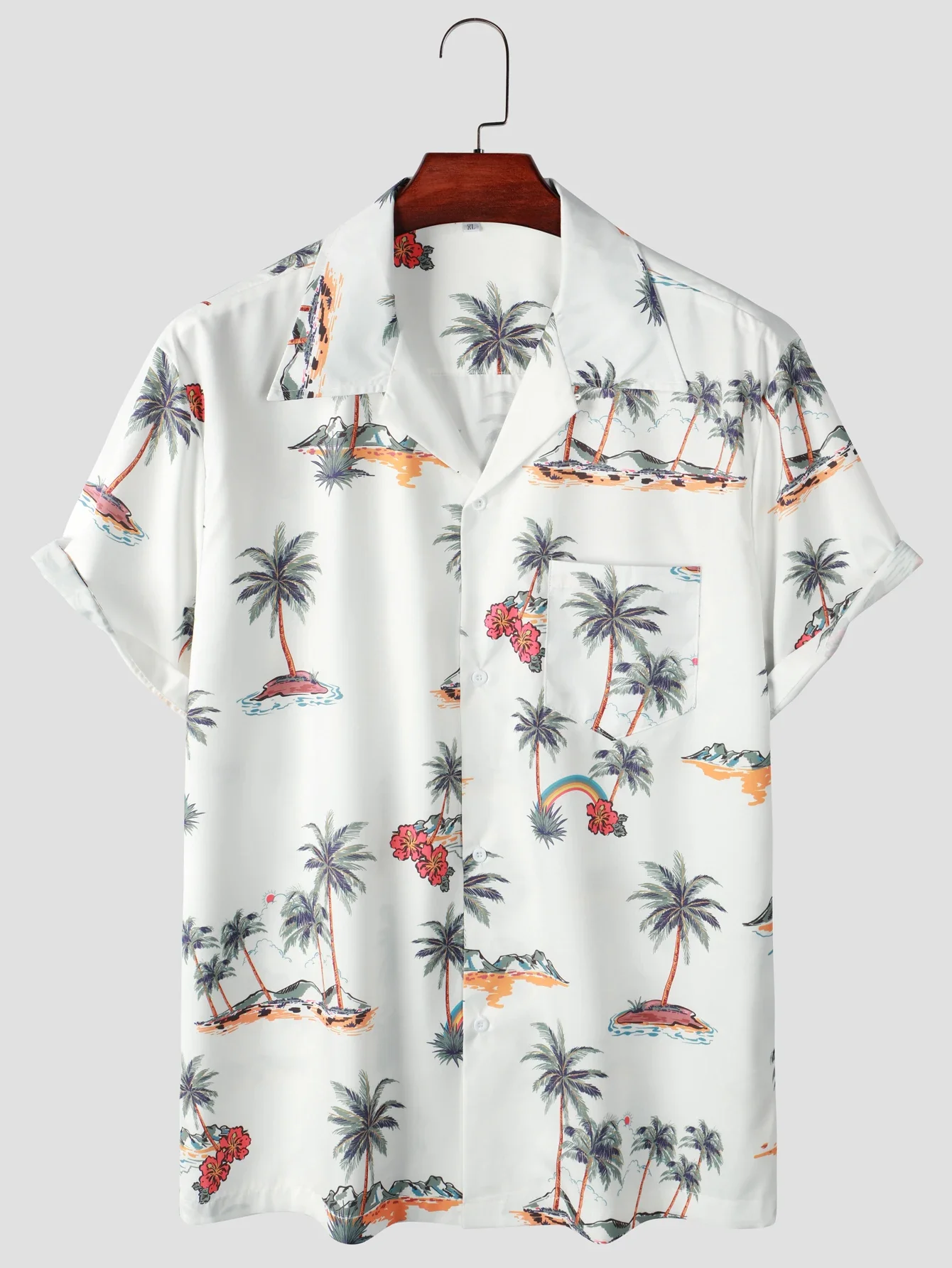 

Men's Hawaiian Shirt - Palm Tree Print, Casual Button Up Short Sleeve for Summer Vacation and Resort Wear