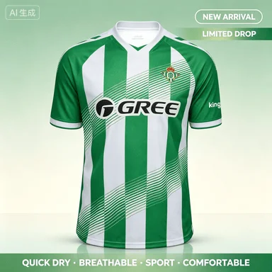 Summer 26-27 Betis Football Jersey Y2K Green Striped Oversized Tee Family Matching Outfit for Sports Street Fashion Casual Wear