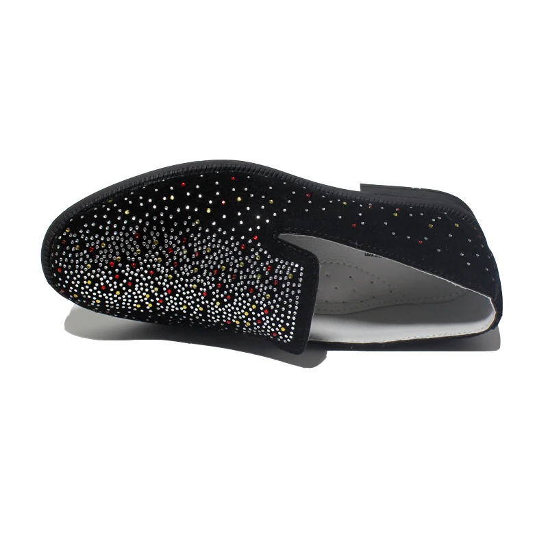 New Comfy Boys Party Shoes Litter And Big Boys Vintage Velvet Rhinestone Designer Loafers Slip On Shinny Shoe Tuxedo Dress Shoes