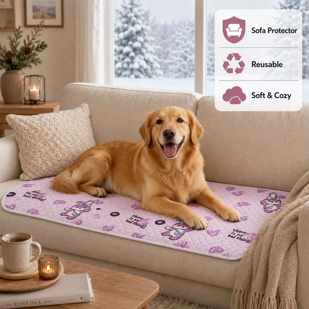 3 Stück Waschbare Hundewindeln, Winter-Warm, Wiederverwendbare Haustier-Trainingsmatten, Weiche Gemütliche Welpenbettunterlagen für Sofa, Boden, Innen- und Außenbereich – Detail 4