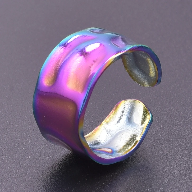 1pc Creative Irregular Wave Smooth Rings Concave-Convex Surface Wide Rings For Women Men Rainbow Creative Punk Gothic Rings Gift