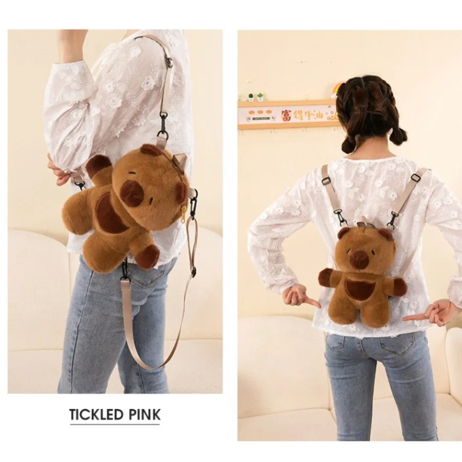 Kids Capybara Doll Plush Backpack Kawaii Animal Plushie Toy Fur Bag Children's schoolbag Mini Knapsack Bags Gifts for Girlfriend