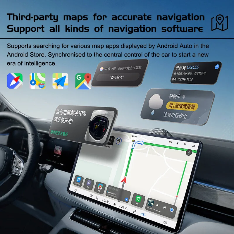 Wired to Wireless Carplay Dongle Android Auto Mini AI Box Streaming Car Play Dongle Smart Multimedia Player Adaptador