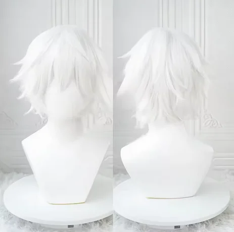 

Anime Kaneki Ken Cosplay Wigs Short White Fluffy Wigs Eye Patch Heat Resistant Synthetic Hair Party Role Play