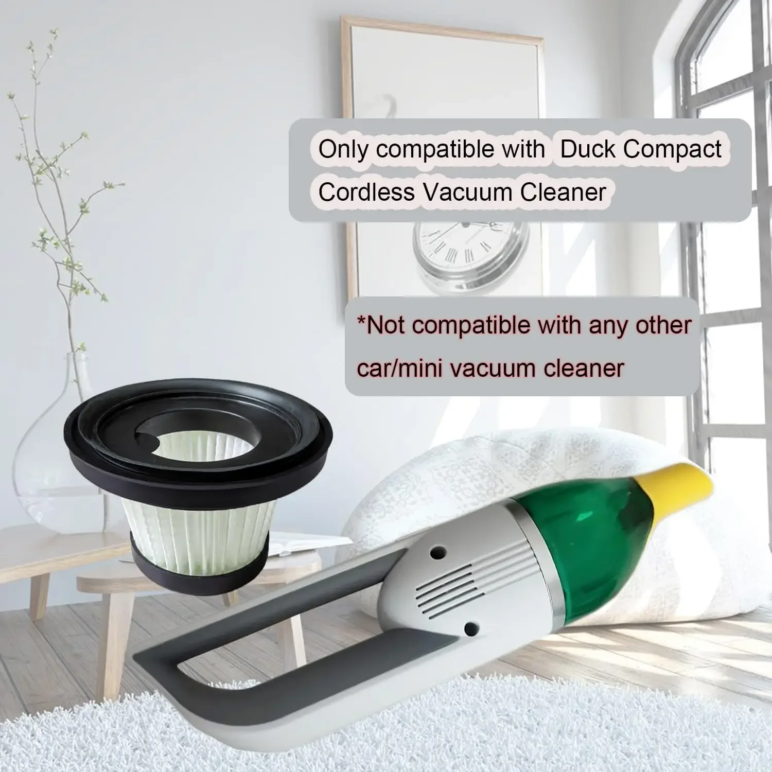 Replacement HEPA Filter for Horsepower Duck D015 Vacuum Cleaner, Washable Reusable Design Captures 99.97% Dust Hair Pet Dander