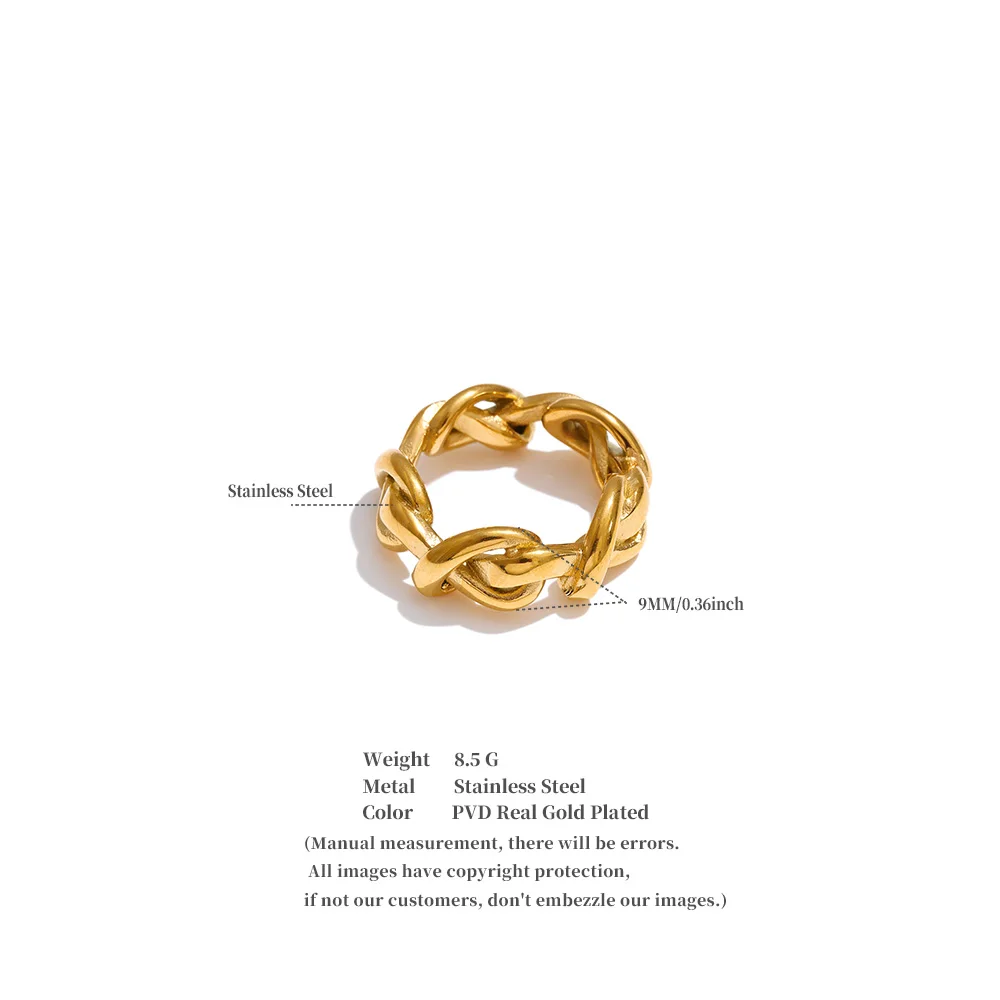 Yhpup Größe 6789 Ring aus Edelstahl mit Kettenmuster, wasserabweisend, hochwertig, für den täglichen Gebrauch, minimalistisch, attraktiver Damenschmuck – Detail 1