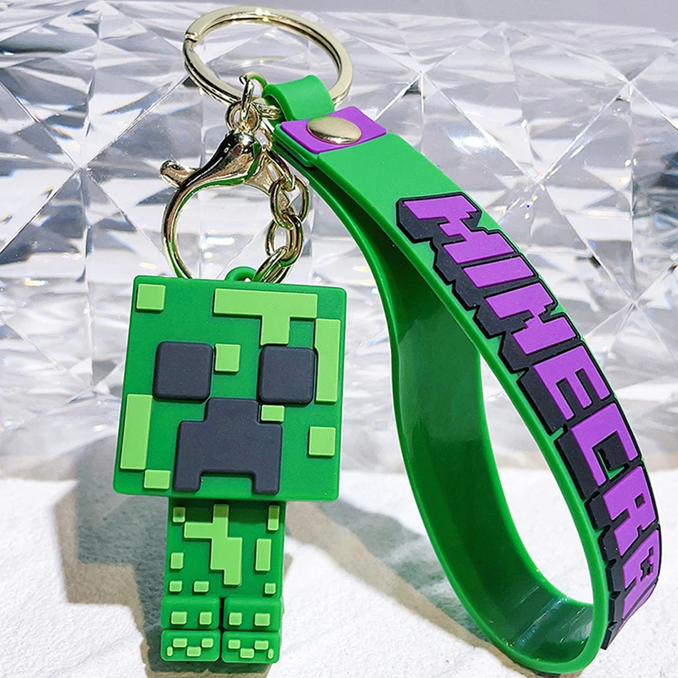 Juego Minecraft llavero figura modelo juguetes Pixel My World dibujos animados Creeper muñeca colgante de silicona llavero coche mochila regalos clave