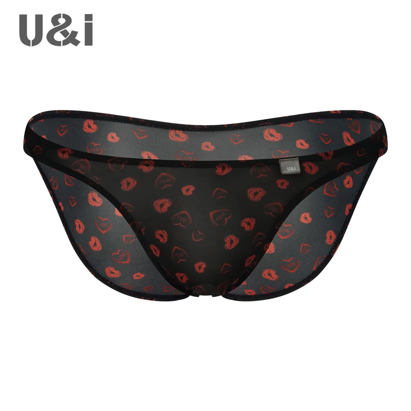 U&I high-end sexy low waisted triangular underwear with male charm, seductive print, leopard print, thin breathable nylon, narro