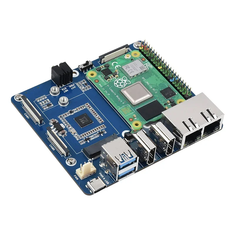 Compute Module 4 CM4  Dual Gigabit Ethernet 5G/4G Base Board Designed for Raspberry Pi Compute Module 4, Monitor Not Included