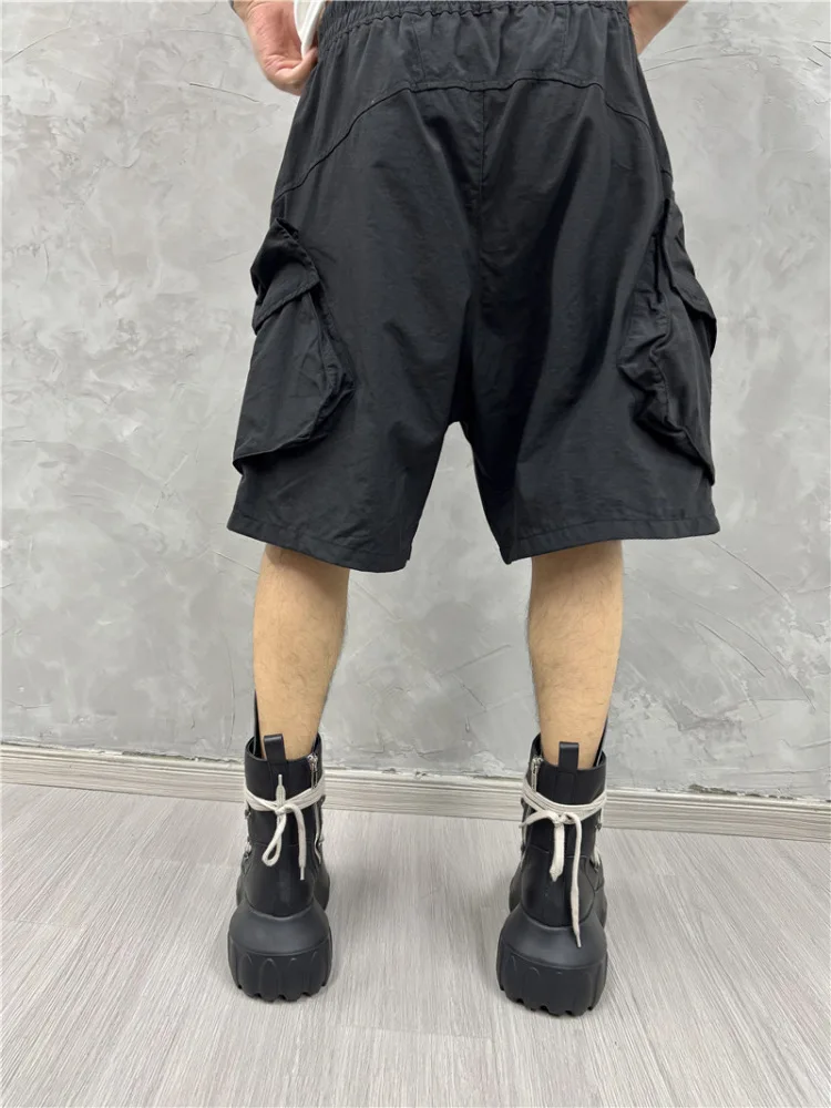 Donkere multi-pocket stiksels Stand Cut Persoonlijkheid Vijfde broek Mode All-Match Casual Shorts Trendy Cargo