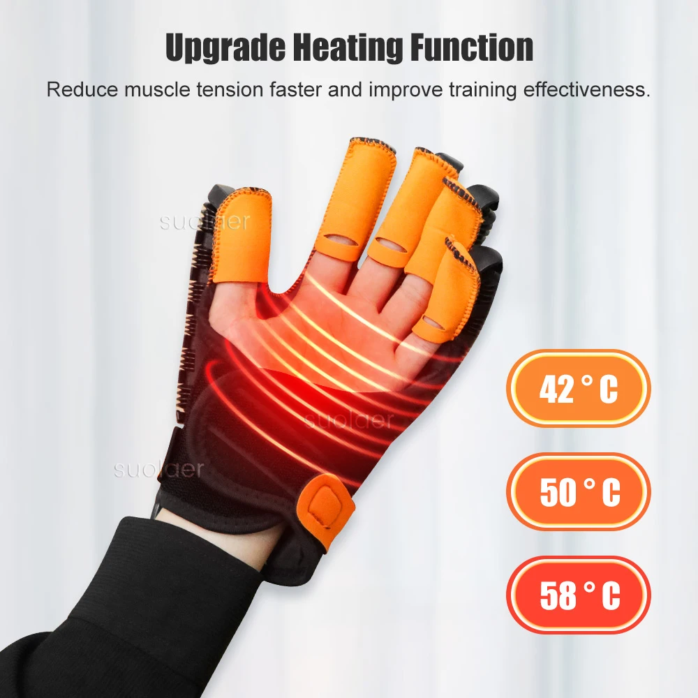 Upgraded Heating Rehabilitation Training Robot Gloves with Voice Prompts Stroke Hemiplegia Hand Function Recovery Finger Trainer