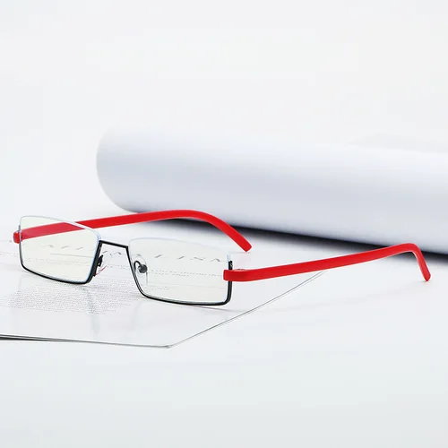 Imagen 2 del producto Gafas de lectura de medio marco para hombre y mujer, lentes de marco rectangular para hipermetropía TR90, gafas de luz azul Vintage con caja + 100 A + 400