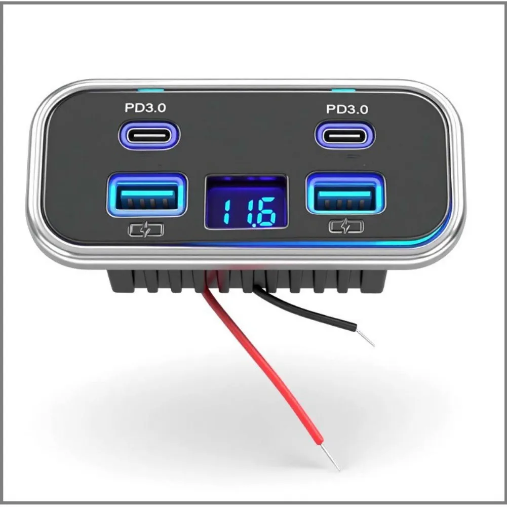 

Автомобильное зарядное устройство с 4 портами USB, черное, для путешествий, для использования в автомобиле и на водном транспорте, работает на 12В или 24В