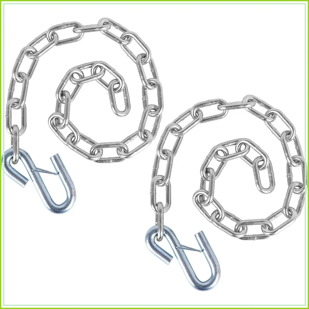 5/16" x 27" Grade 30 Steel Boat Trailer Safety Chain with Spring Clip Hooks, 7000 lbs, 2 Pcs