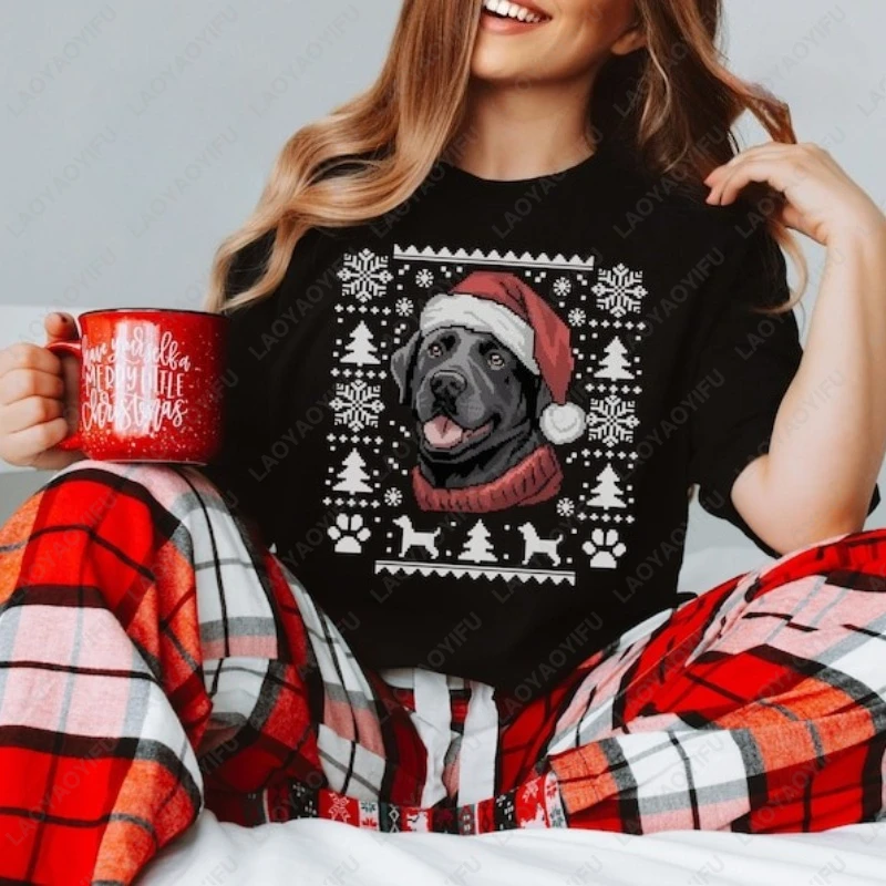 

Labrador Christmas Hoody Black Lab Holiday Adult Cotton T-shirts Dog Lover Gift Fuuny Xmas Hat Cute Unisex Graphic Printed Tops