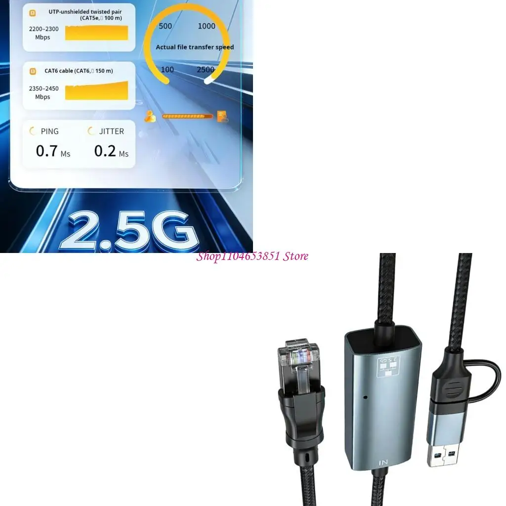 Compactly 2.5Ghz USB To Ethernet Adapter With USB C Support For Faster Data Transfer 