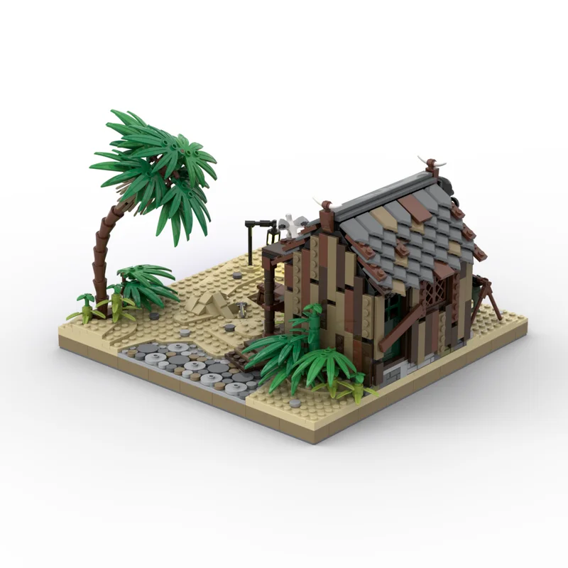 القراصنة القلعة نموذج Moc اللبنات صياد كوخ نموذج التكنولوجيا مدينة عرض الشارع نموذج هدية لتقوم بها بنفسك تجميع عطلة لعبة