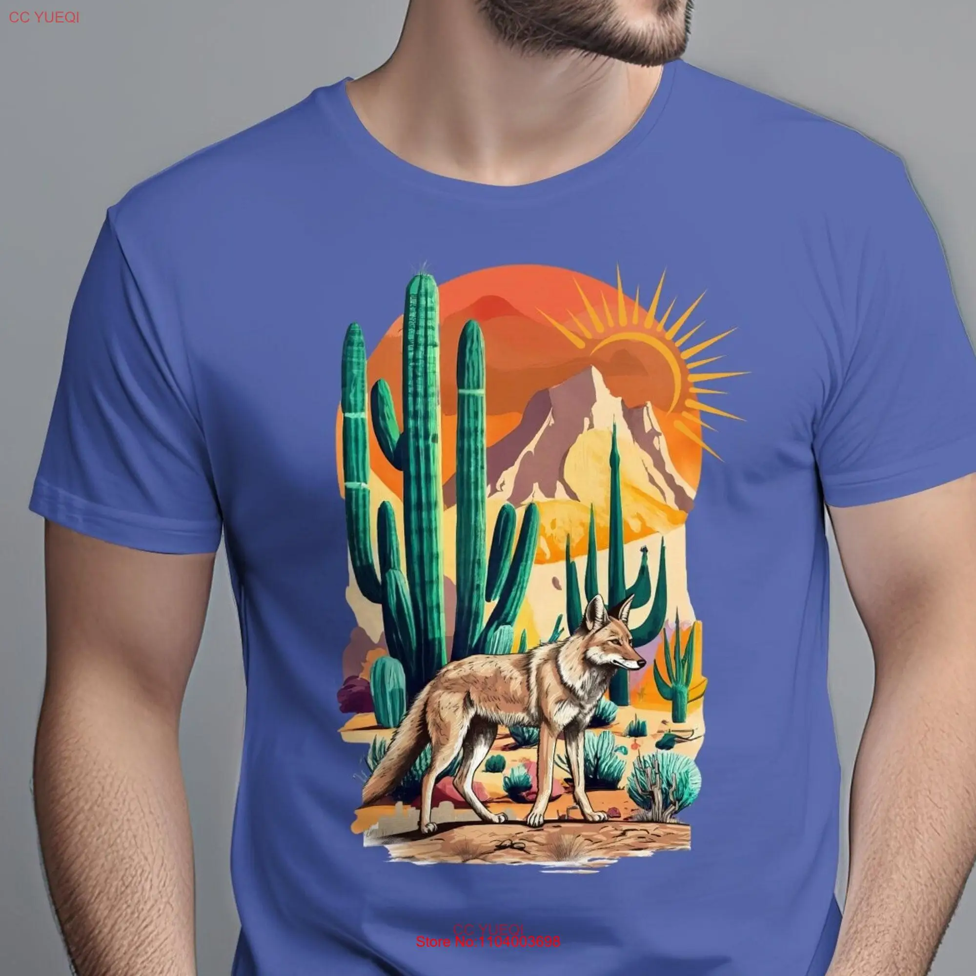 Arizona Desert T Shirt Coyote Camping Nature Lovers s Hiking for Men and Women Tucson Outdoors long or short sleeves