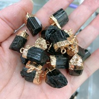 Natural Black Tourmaline Stone Irregular Pillar Energy Gemstone Specimen Rough Original DIY Hanging Accessories Ornament