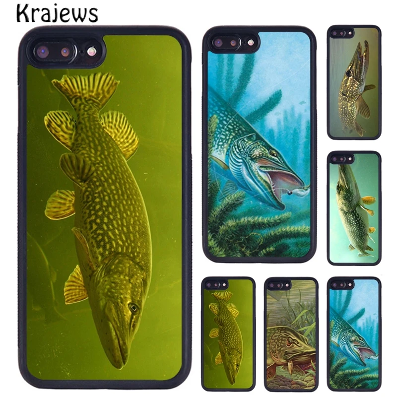 Krajews Pike Fishing Bait Spinner Phone Case For iPhone 16 15 14 plus 11 12 mini 13 Pro X XR XS Max cover shell coque