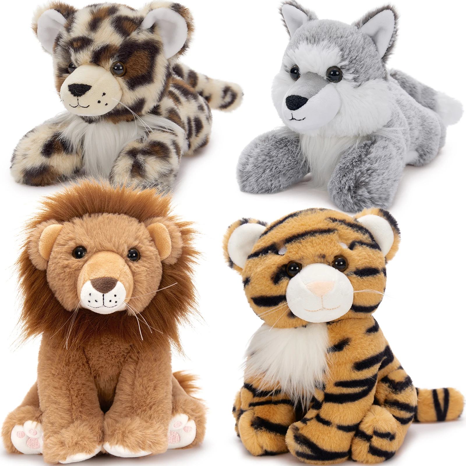 

MaoGoLan Jungle Stuffed Animals for Baby Shower,Zoo Stuffed Animals Bulk Toys for Centerpieces,Stuffed Wolf Tiger Lion Cheetah