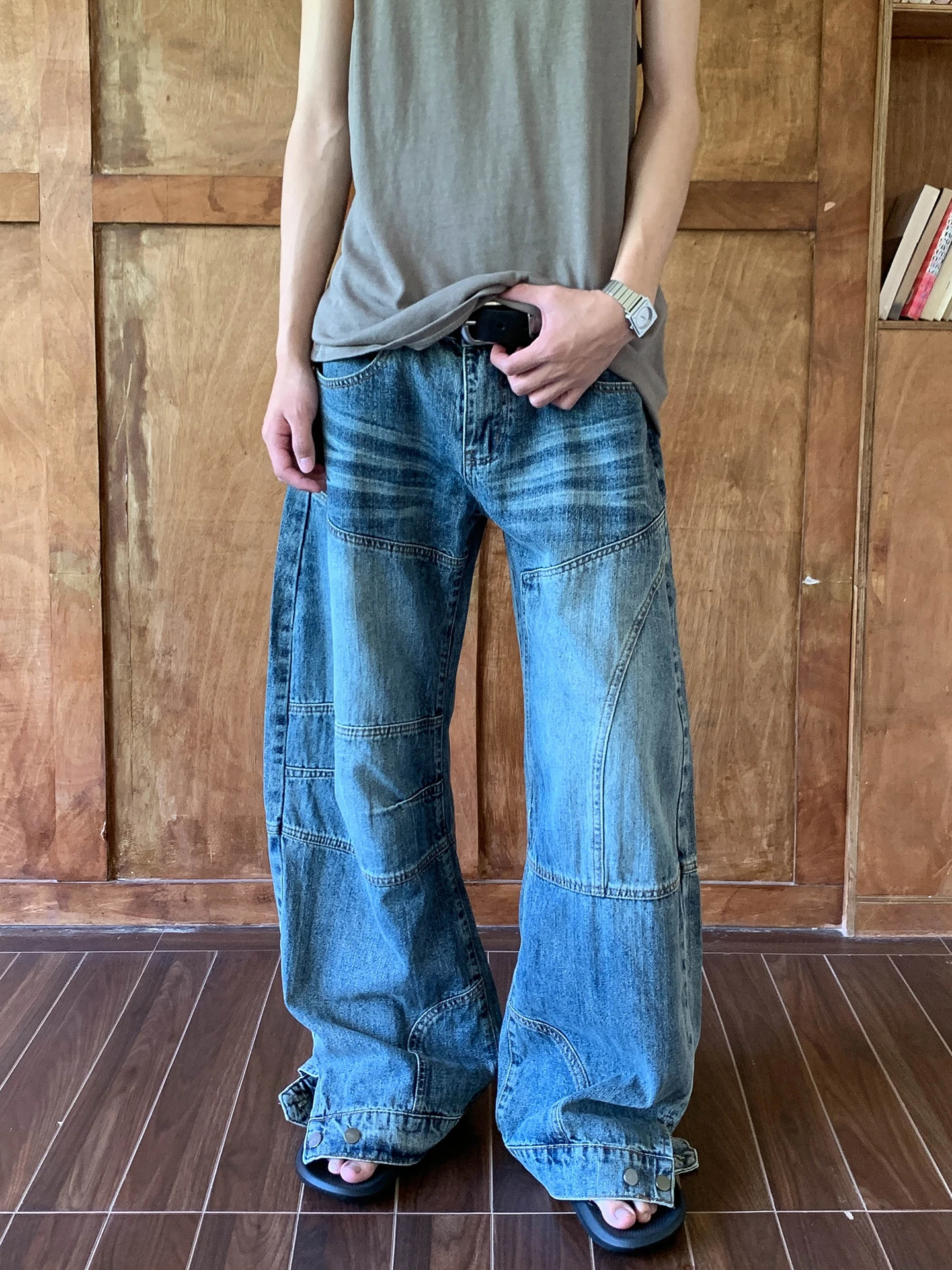 Calças Jeans Retro Americanas Oalin com Pernas Largas para Homens e Mulheres, Jeans Casuais de Corte Solto, Moda Juvenil para...