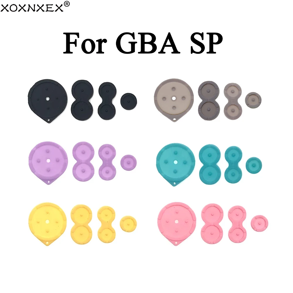2/5Sets For GBA SP Rubber Buttons Contact Pads Silicon Hing & Screws Cover Buttons Rubber For GBA SP Housing Shell Repair