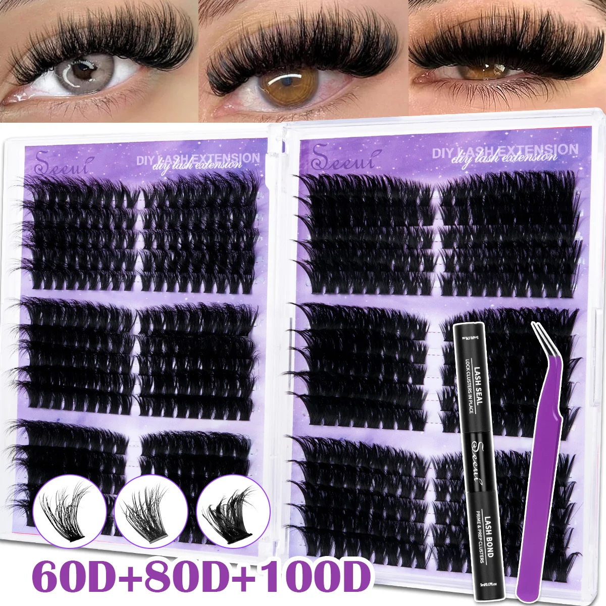 Wimpern-Cluster-Set D-Curl Wispy Wimpernverlängerungen Spiky Wimpern Untere Wimpern mit Kleber Anfängerfreundlich für Tägliches Tragen & Partys – Detail 7