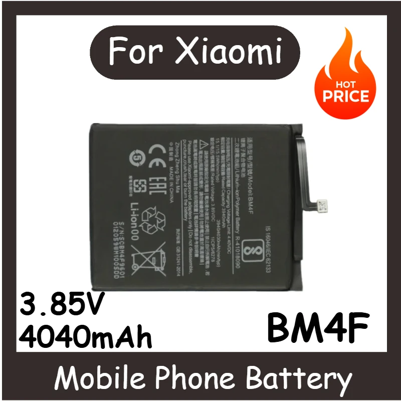 

Brand New Replacement Mobile Phone Battery 3.85V 4040mAh BM4F For Xiaomi CC9 CC9e Mi A3 Mi 9 Lite
