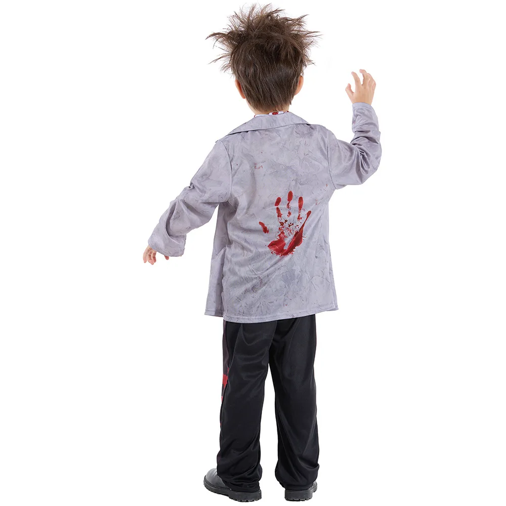 Girls Zombie School Costume Uniform Child Vampire Costume Outfits Scary Halloween Costume for Kids Zombie School Boy Outfits