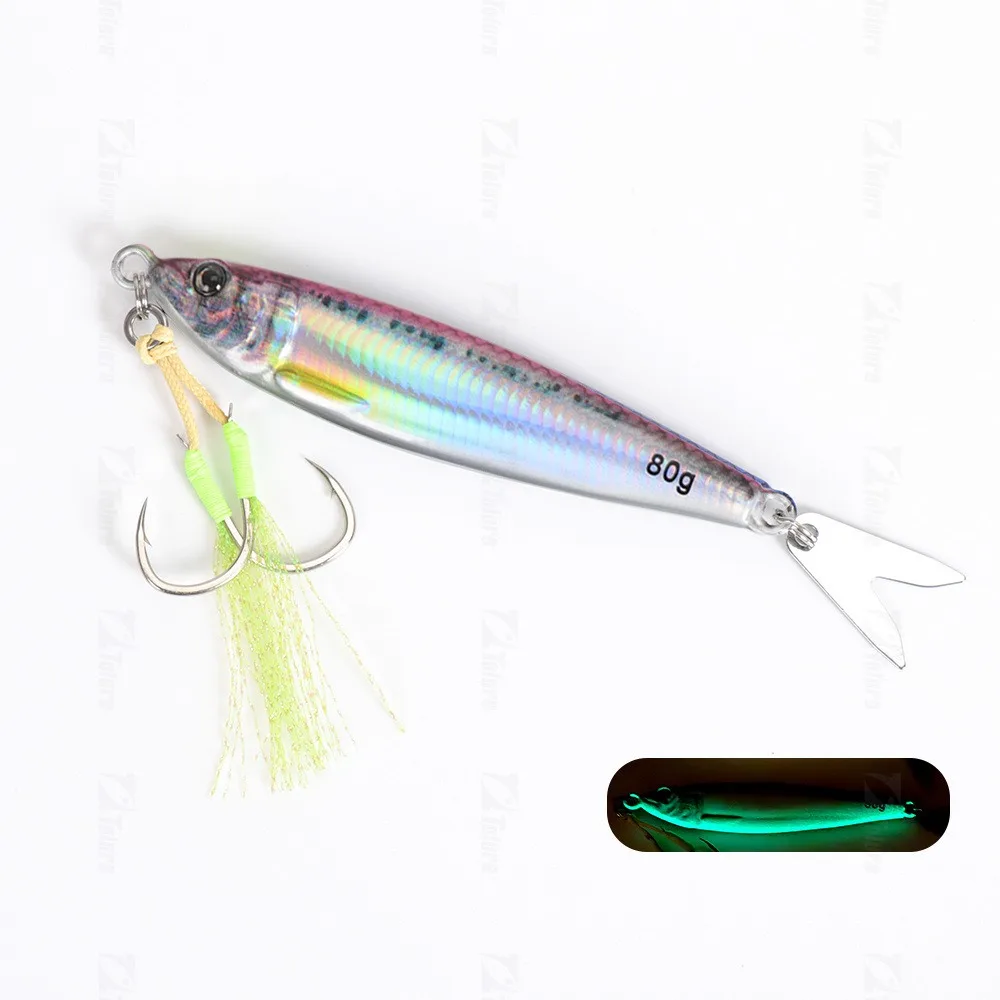 

Slow Sinking Simulation Fish Lures Metal 80g Weight Metal Jig Lure Jig Hook Realistic Artificial Fishing Bait Saltwater Fishing
