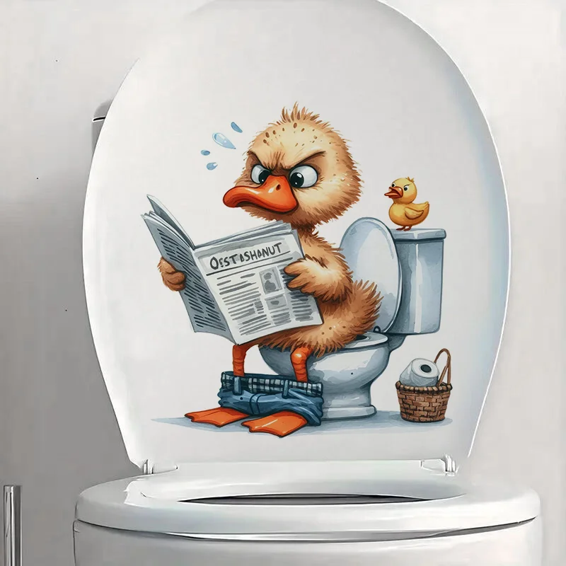 

Funny Yellow Duck Toilet Stickers, Bright Bathroom for Home Decoration, Vinyl Animal Decals, Art Wall Paper, Poster