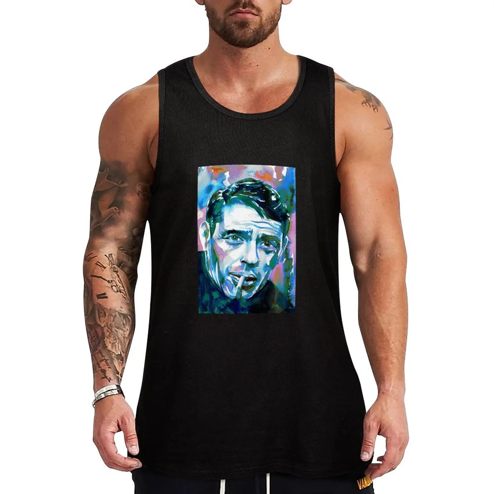 JACQUES BREL watercolor portrait .1 Tank Top Gym t-shirt man Japanese t-shirt