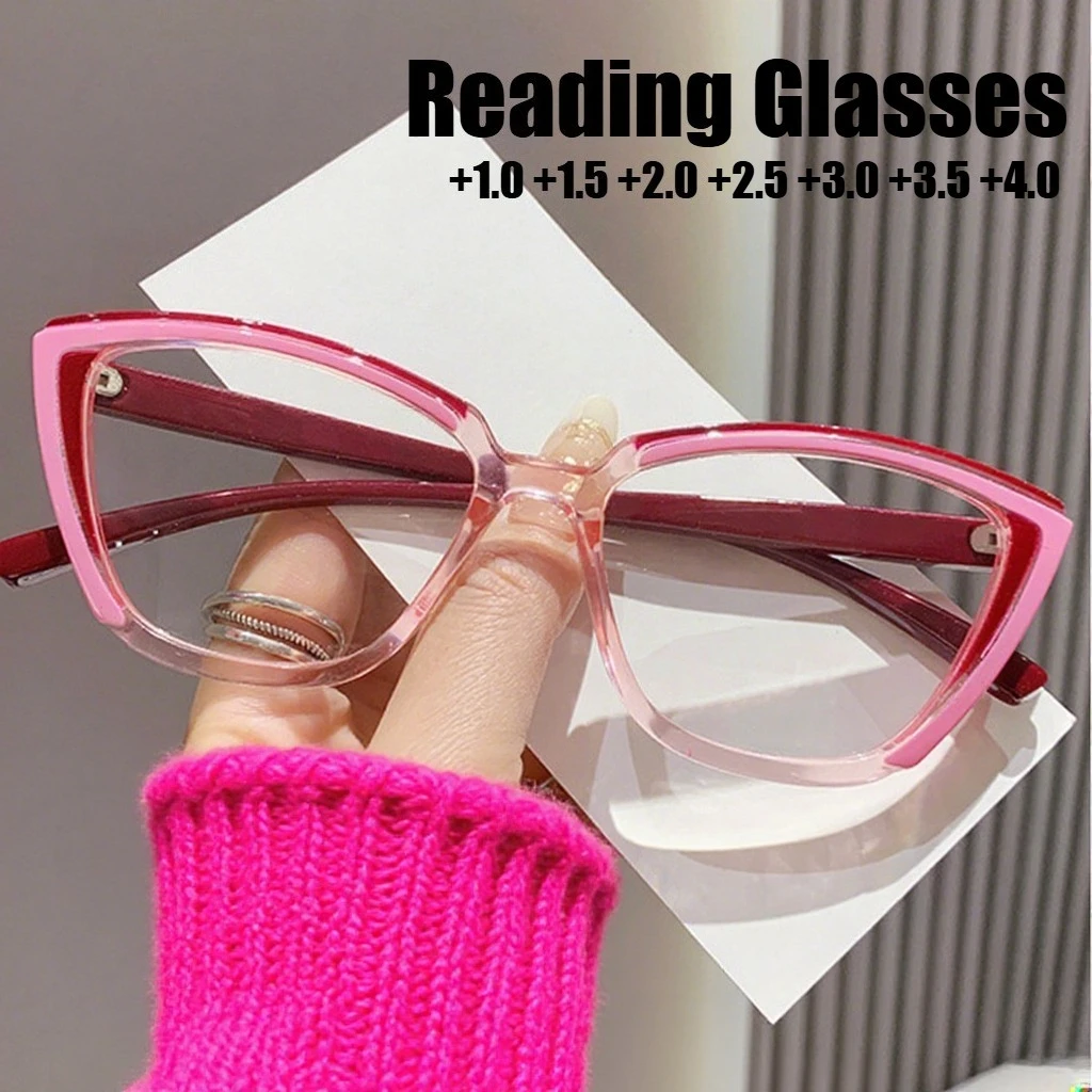

Colorful Cat Eye Reading Glasses for Women Blue Light Blocking Large Frame Presbyopia Eyeglasses with Diopter +1.0 To +4.0
