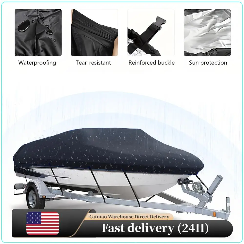 

Чехол для лодки 14-16 футов, универсальный, из ткани Оксфорд 210D, водонепроницаемый, для парусных, моторных и гребных лодок, яхт