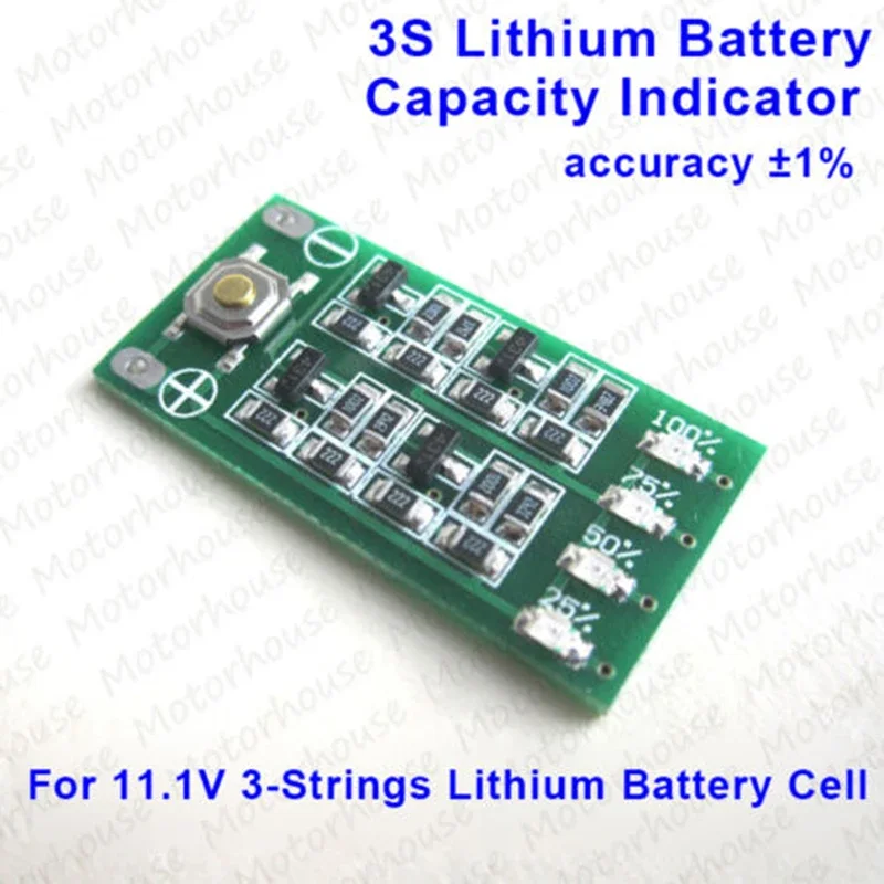 3S 11.1V Li-ion Lithium Battery Cell BMS Capacity Indicator LED Meter Tester