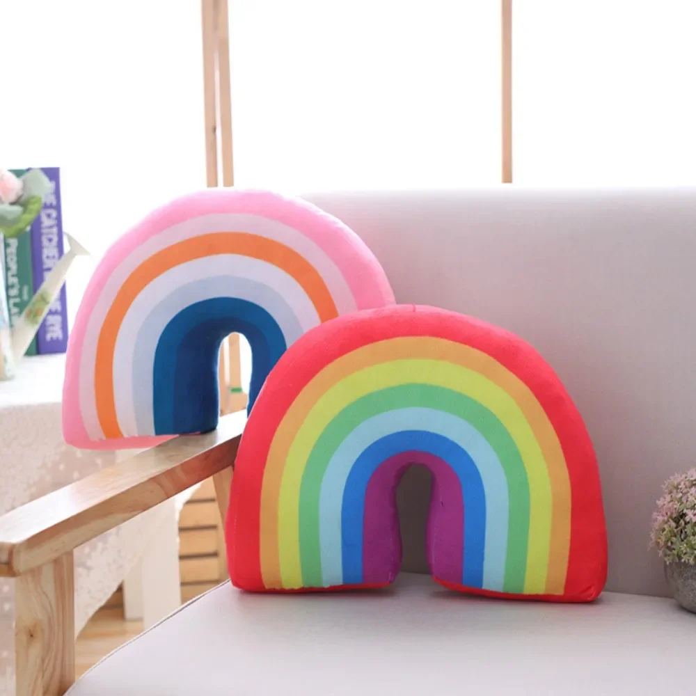 New Cute Rainbow Shaped Pillow Kids Plush Toy Office Sleeping Neck Pillow Children's Room Soft Comfortable Cushion Home Decor