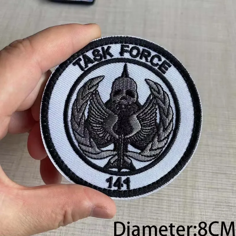 8.5CM TASK FORCE Call Of Duty Embroidery Hook And Loop Patches Armband Black Action Tactical Bag Stickers Emblem Appliques