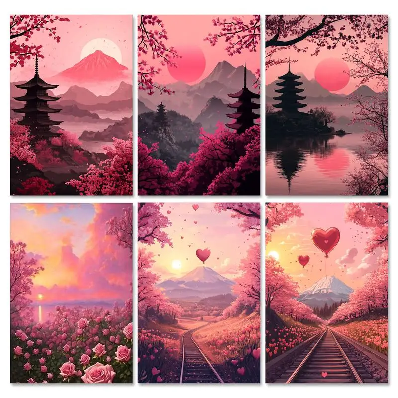 

GATYZTORY Landscape Diamond Painting Ancient Full Round Square Drill Mosaic Moon Flower Handmade Gift Bedroom Decoration