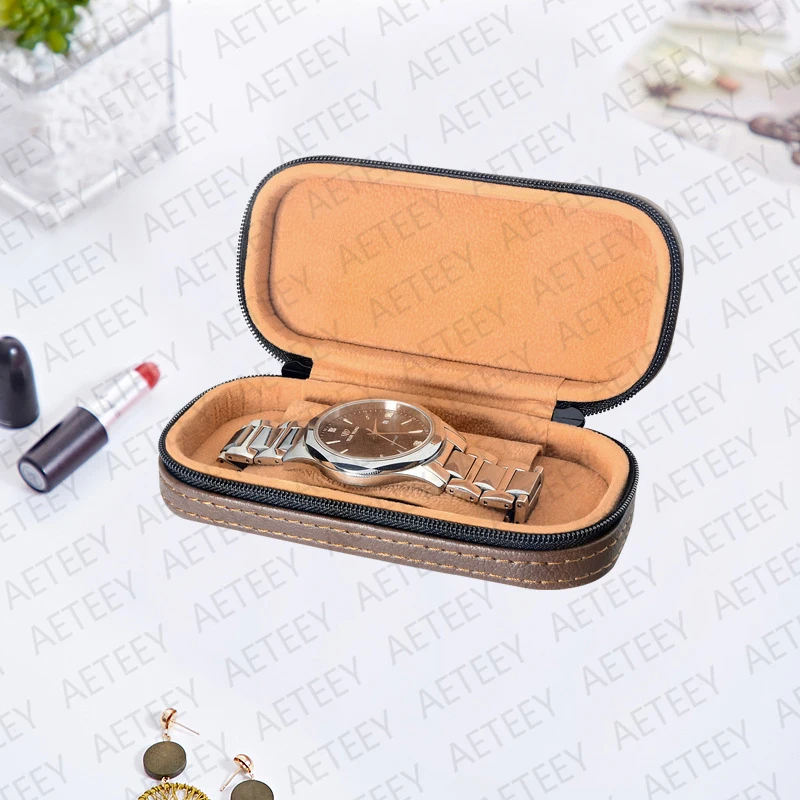 Watch Box Portable Watch Case Mini Small Watch Storage Tourist Zipper Bag Business Trip Watch Storage Bag Free Custom Logo Text