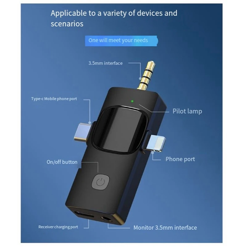 3-In-1 ไมโครโฟนไร้สายLavalierสําหรับโทรศัพท์มือถือกล้องคอมพิวเตอร์วิทยุลดเสียงรบกวนมินิไมโครโฟนอะไหล่ 2 ถึง 1