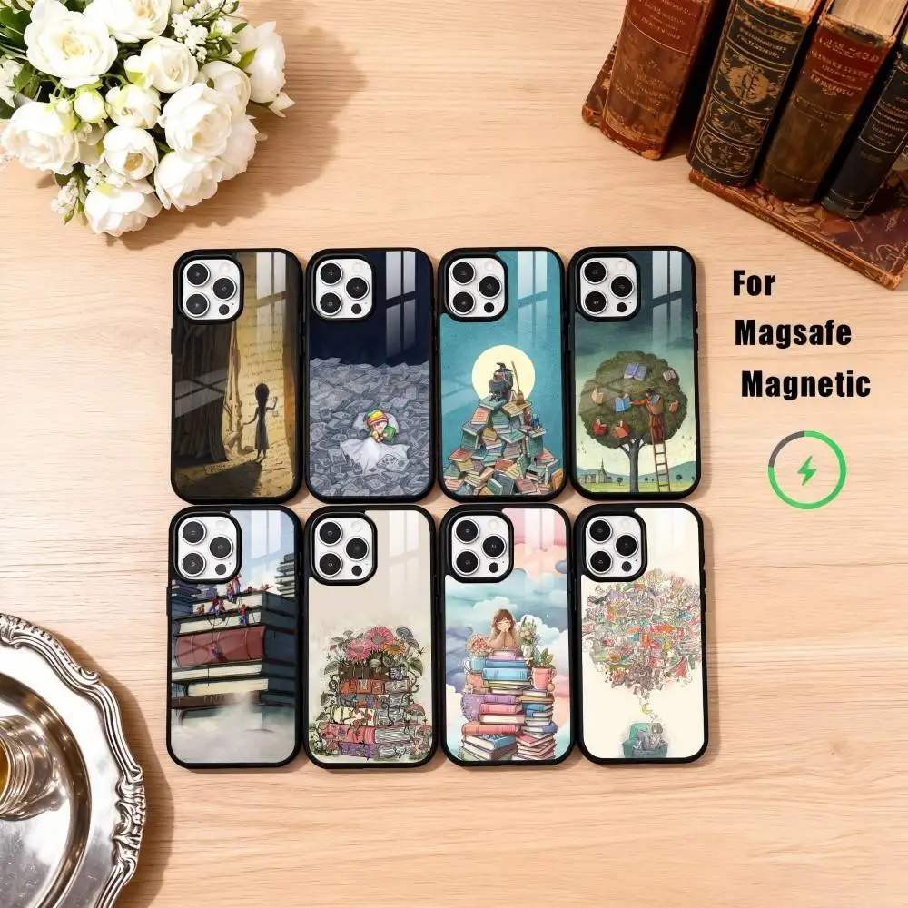 

illustration Read Books Phone Case For iPhone17,16,15,14,13,12,11 Plus,Pro Max Magnetic For Magsafe Wireless Charging