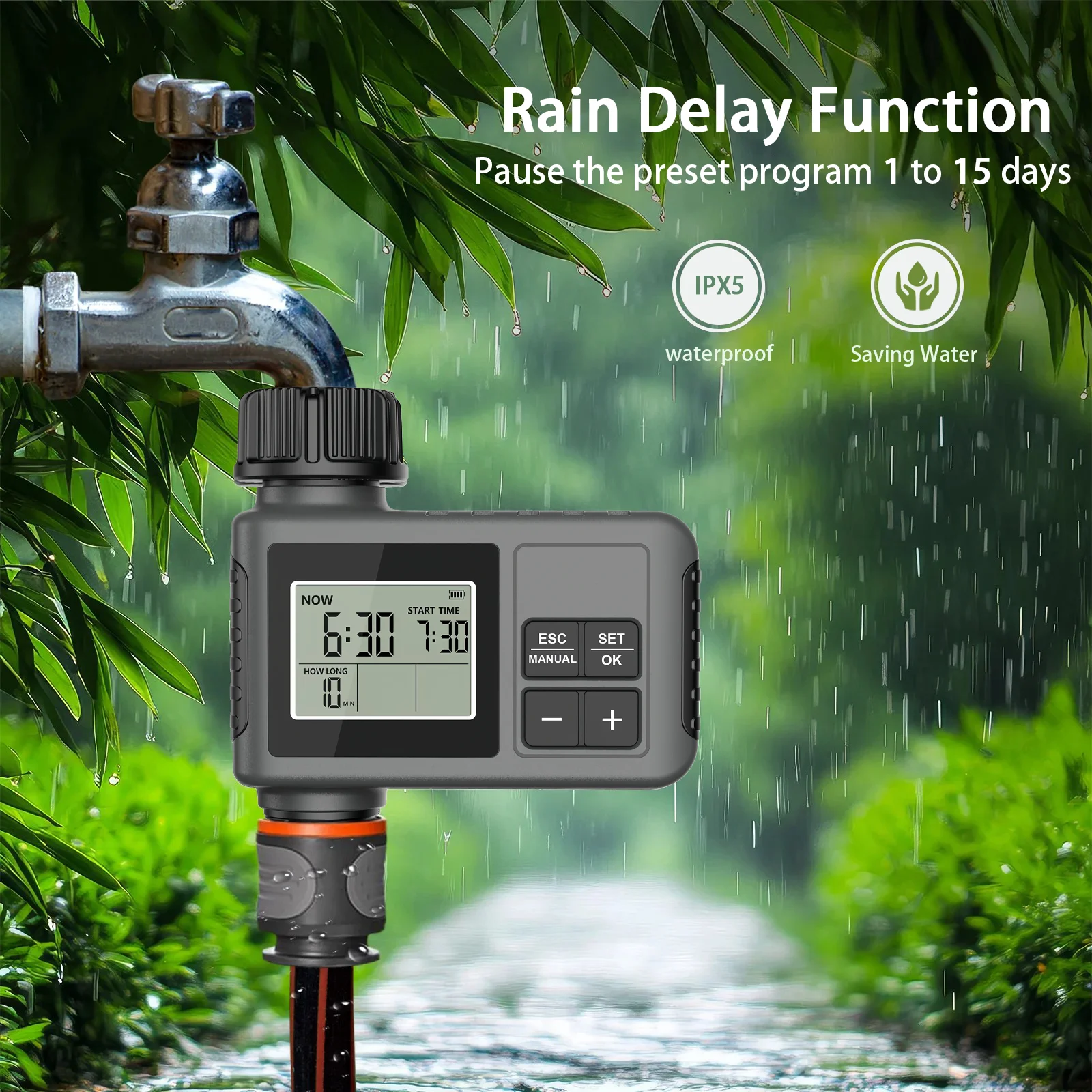 IPX5 LCD Display Sprinkler Timer Insoma Automatic Water Timer Intelligent Irrigation System Garden Programmer Equipment For Home